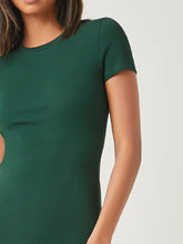 Load image into Gallery viewer, BASICS Round Neck Solid Bodycon Dress Beautiful Dark Green