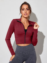 Load image into Gallery viewer, Zip Up Solid Crop Sports Jacket AlmostAnything4You