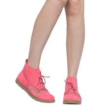 Load image into Gallery viewer, Crimson Gaia SOBEYO women's pink embroidered flower lace-up oxford sneakers with stylish design and comfortable fit.