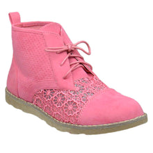 Load image into Gallery viewer, SOBEYO Women's Booties Embroidered Flower Lace Up Oxford Pink