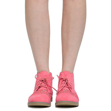 Load image into Gallery viewer, SOBEYO Women's Booties Embroidered Flower Lace Up Oxford Pink