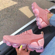 Load image into Gallery viewer, Women's Silver Juneberry pink woven casual sneakers with breathable design and comfortable fit, suitable for everyday wear.