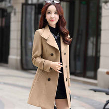 Load image into Gallery viewer, Women's Double Breasted Coat in Navy, Burgundy, and Khaki, Size Info in Description.