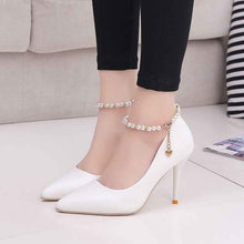 Load image into Gallery viewer, Crystal Ankle Strap Pumps -Wht, Blk, Pnk, Sizes 4 - 8.5 (Conversion Chart in Pictures)