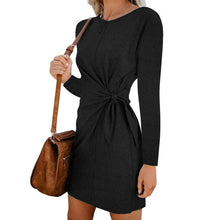 Load image into Gallery viewer, Long sleeve O-neck slim bodycon dress in knee length, available in six solid colors, by AlmostAnything4You.