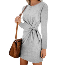 Load image into Gallery viewer, Long sleeve O-neck slim bodycon dress in knee length, available in six solid colors, from AlmostAnything4You.