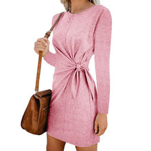 Load image into Gallery viewer, Long sleeve O-neck slim bodycon dress in knee length, available in 6 solid colors from AlmostAnything4You.