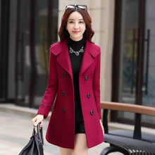 Load image into Gallery viewer, Women's Double Breasted Coat in Navy, Burgundy, and Khaki, Size Info in Description.