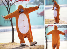 Load image into Gallery viewer, Women’s adult Platypus onesie in orange or brown, featuring a cozy design, available in sizes S to XXL, by AlmostAnything4You.
