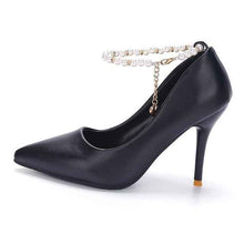 Load image into Gallery viewer, Crystal Ankle Strap Pumps -Wht, Blk, Pnk, Sizes 4 - 8.5 (Conversion Chart in Pictures)
