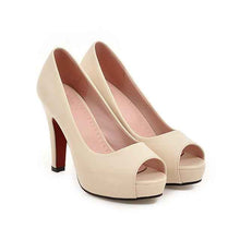 Load image into Gallery viewer, Platform Open Toe Pumps in White, Beige, Pink & Black, US Sizes 3 -10 1/2