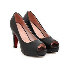 Load image into Gallery viewer, Platform Open Toe Pumps in White, Beige, Pink & Black, US Sizes 3 -10 1/2