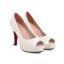 Load image into Gallery viewer, Platform Open Toe Pumps in White, Beige, Pink & Black, US Sizes 3 -10 1/2