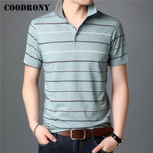 Load image into Gallery viewer, AlmostAnything4You men's business casual striped polo shirt with turn-down collar, available in various sizes.