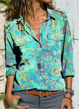 Load image into Gallery viewer, Elegant women's blouse with lapel collar and long sleeves, featuring a stylish and comfortable design.