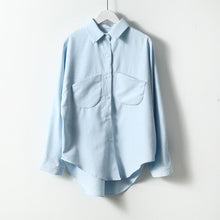 Load image into Gallery viewer, Long sleeve women's blouse with button-down front in 9 colors, stylish and versatile shirt by AlmostAnything4You.