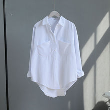 Load image into Gallery viewer, Long sleeve women's blouse with button-down front in multiple colors, stylish and comfortable shirt by AlmostAnything4You.