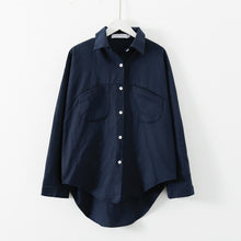 Load image into Gallery viewer, Long sleeve women's blouse with button-down front in 9 colors, from AlmostAnything4You, shown in a casual fit.