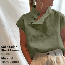Load image into Gallery viewer, Stylish women's cotton blouse from AlmostAnything4You, oversized tunic with short or long sleeves in black or white plaid or solid colors.