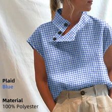 Load image into Gallery viewer, Stylish women's cotton blouse by AlmostAnything4You, oversized tunic with short or long sleeves in black or white plaid or solid colors.