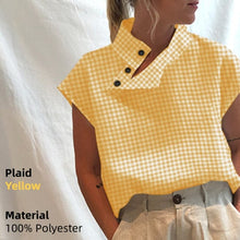Load image into Gallery viewer, Stylish women's cotton blouse or tunic by AlmostAnything4You, short or long sleeve in black or white, with plaid or solid color options.