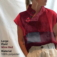 Load image into Gallery viewer, Stylish women's cotton blouse by AlmostAnything4You, oversized tunic with short or long sleeves in black or white plaid or solid colors.