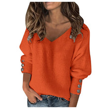 Load image into Gallery viewer, Light beige solid color V-neck pullover sweater by AlmostAnything4You, featuring a cozy, warm fit and simple design.