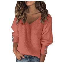 Load image into Gallery viewer, Solid color V-neck pullover sweater by AlmostAnything4You, featuring a cozy, warm knit fabric and a classic fit.