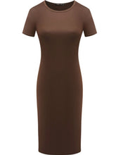 Load image into Gallery viewer, Bodycon Elegant Dress With Short Sleeves, O Neck, Pockets, Knee Length