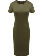 Load image into Gallery viewer, Bodycon Elegant Dress With Short Sleeves, O Neck, Pockets, Knee Length