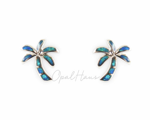 Palm Tree Opal Stud Earrings