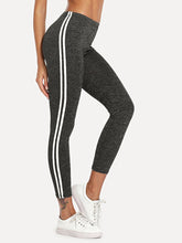 Load image into Gallery viewer, Striped Tape Side, Elastic Waist Leggings
