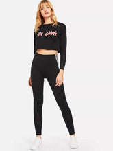 Load image into Gallery viewer, Striped Tape Side, Elastic Waist Leggings

