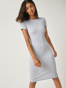 Basics Round Neck Solid Bodycon Dress