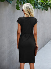 Load image into Gallery viewer, Twist Front Solid Fitted Bodycon Dress
