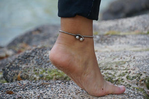 White Silver Bell Boho Anklet