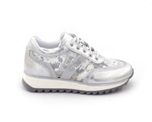 Load image into Gallery viewer, Pink and silver genuine leather sneakers for women by Yellow Grapevine, high-quality sport and running shoes with stylish design.
