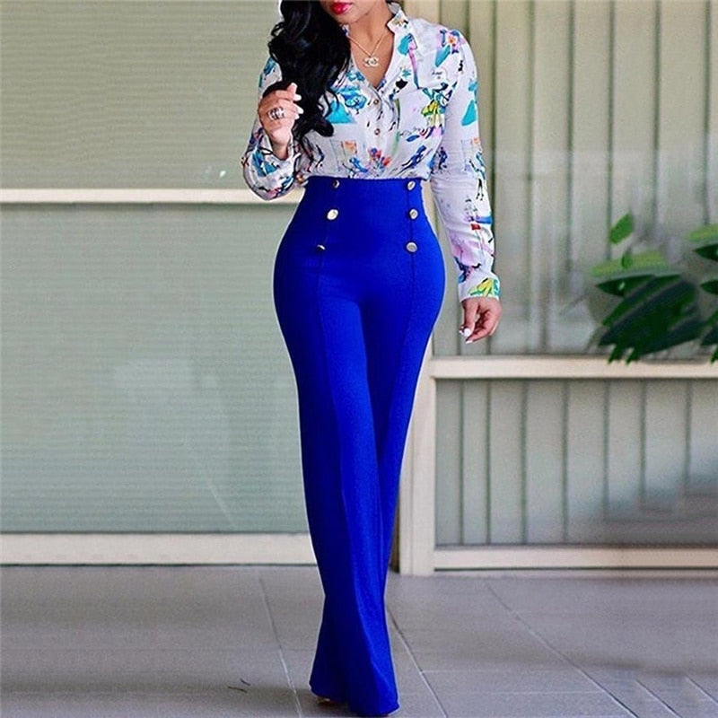 High Waist Wide Leg Trousers, 4 Colors, Sizing in Pictures & Length in Description