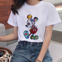 Load image into Gallery viewer, Mouse Cartoon T-shirt, Women&#39;s Lion King Fashion Short-sleeve, White
