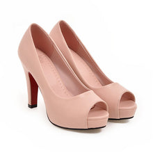 Load image into Gallery viewer, Platform Open Toe Pumps in White, Beige, Pink &amp; Black, US Sizes 3 -10 1/2
