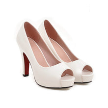 Load image into Gallery viewer, Platform Open Toe Pumps in White, Beige, Pink &amp; Black, US Sizes 3 -10 1/2
