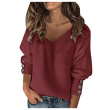 Load image into Gallery viewer, Solid Color Pullover V-neck Warm Top By JWF77
