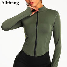 Load image into Gallery viewer, Jacket or Vest for Yoga, Running, or Workout, Full Zip-up, with Sleeve Thumb Holes, Stretchy and Fitted Crop Top
