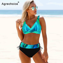 Load image into Gallery viewer, 2 Piece Cross top Bikini New for 2022, 8 Color Combos, High Waist, Sizes M - XXXL, by Agrechoice (AliExpress)
